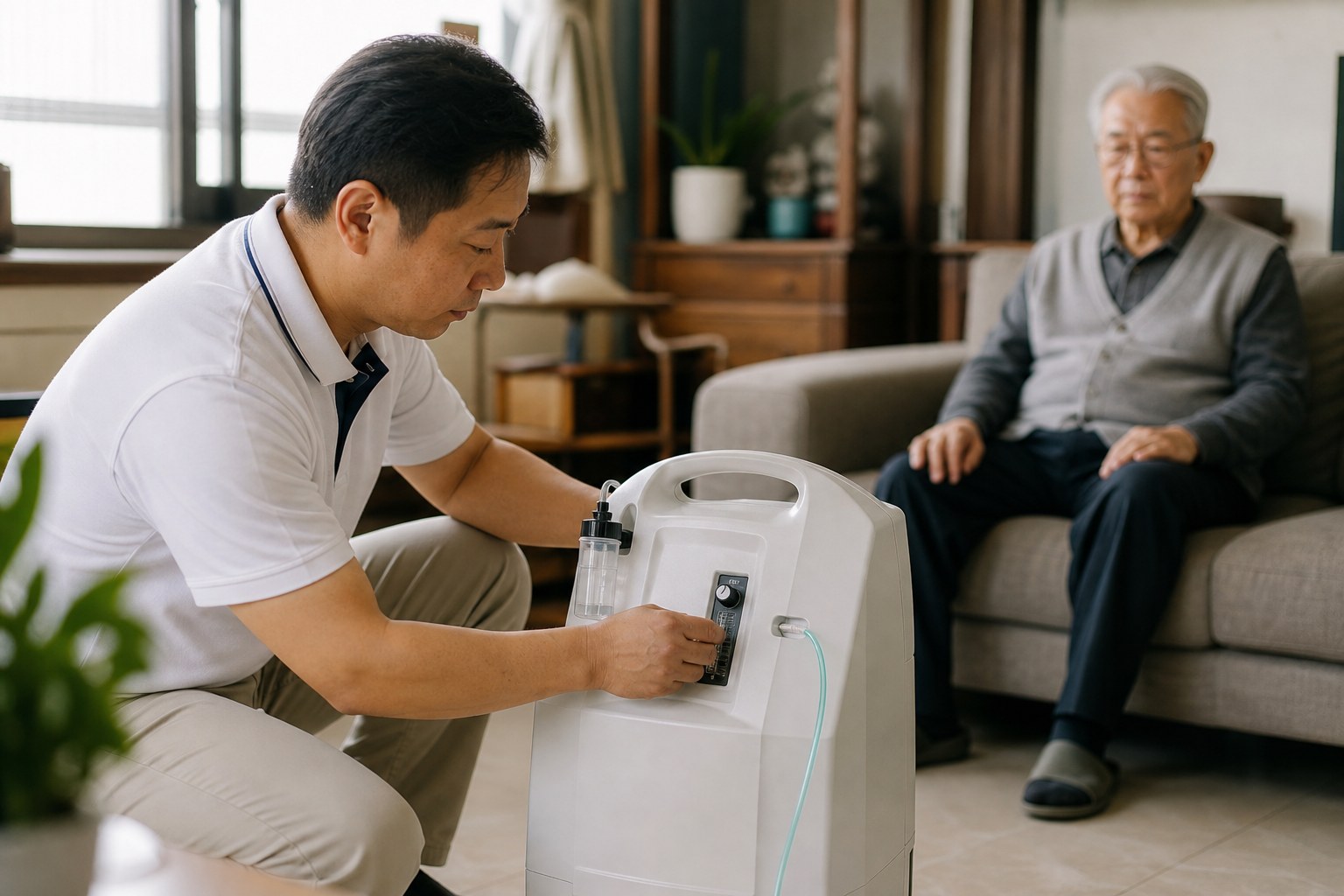 專業人員到府協助調整製氧機
